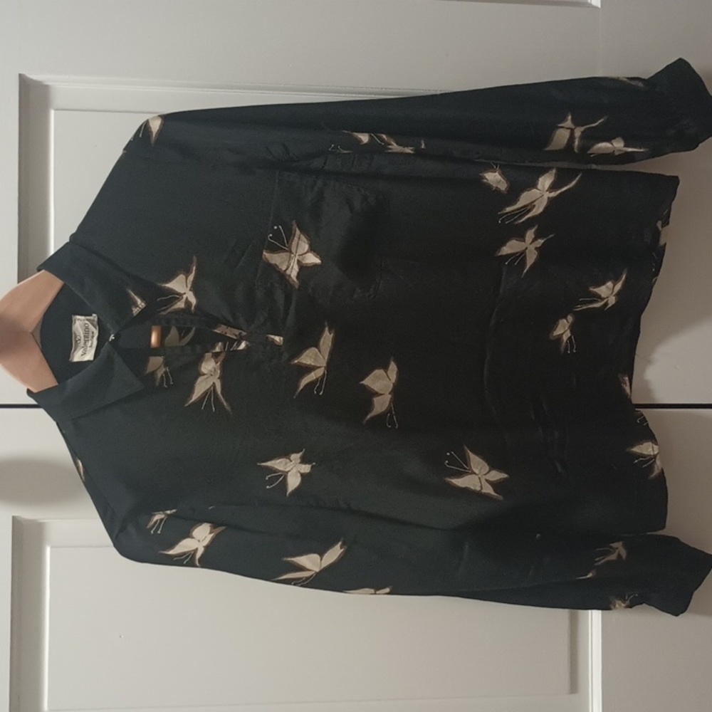 Valentino Black and Cream Patterned Blouse